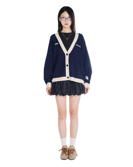 Levents® x Hello Kitty | Small Kitty Knit Cardigan/ Navy